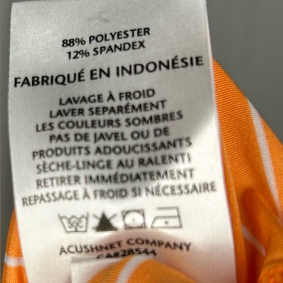 Footjoy Polo Legends Golf & Country Club Orange White Stripes Size Medium Preppy - Picture 9 of 10